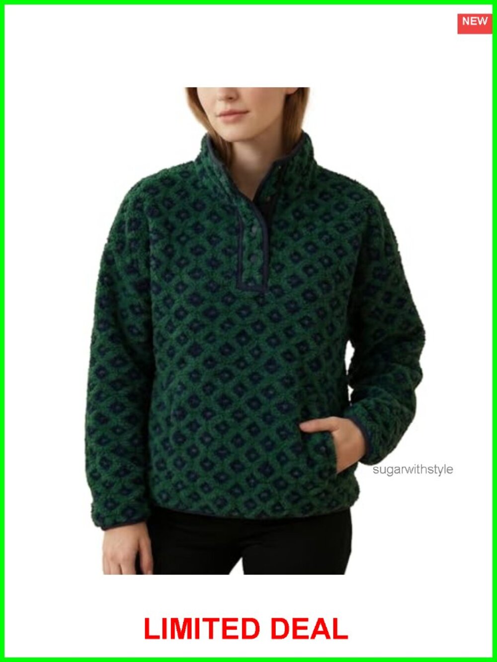 Women's Oversized Plaid Fleece Sweatshirt Long Sleeve High Neck Pullover
